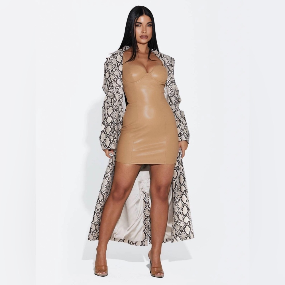 NEW Naked Wardrobe Nude Faux Leather Bustier Mini Dress